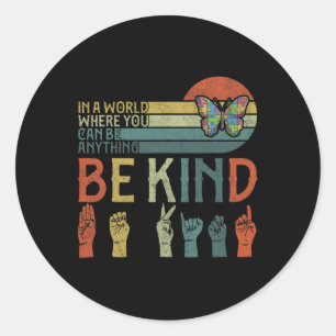 ASL Be Kind ASL Amerikaanse Gebarentaal Ronde Sticker