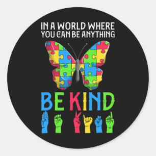 ASL Be Kind s1 ASL Amerikaanse gebarentaal Ronde Sticker