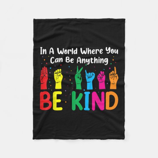 ASL Be Kind S Vrouwen Mannen, Autisme Bewustzijn J Fleece Deken (Voorkant)