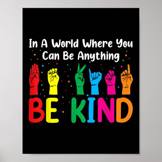 ASL Be Kind S Vrouwen Mannen, Autisme Bewustzijn J Poster (Voorkant)