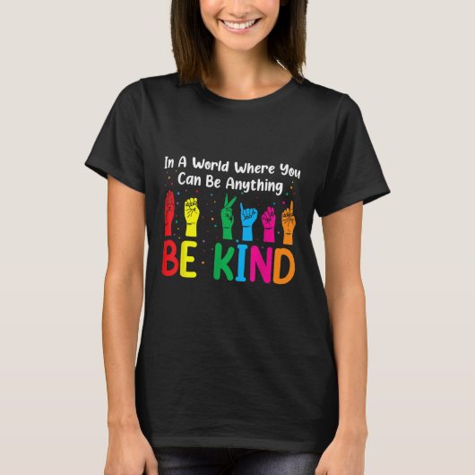 ASL Be Kind S Vrouwen Mannen, Autisme Bewustzijn J T-shirt (Voorkant)