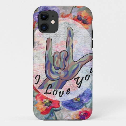 ASL Bloemen en Ik Hou van Jou Case-Mate iPhone Case (Achterkant)