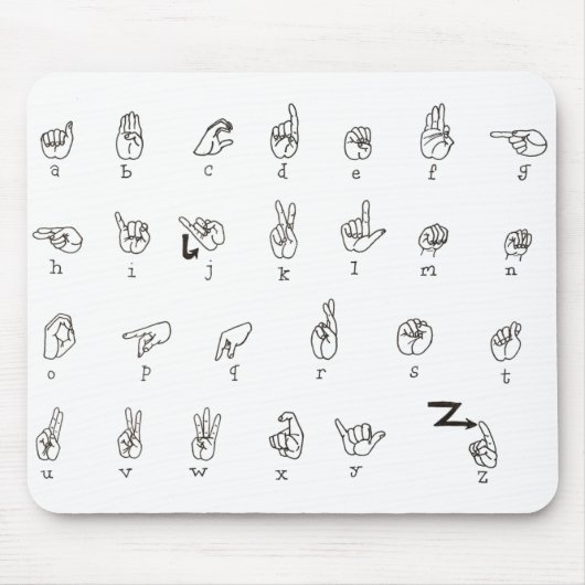 ASL Chart Mousepad Muismat (Voorkant)