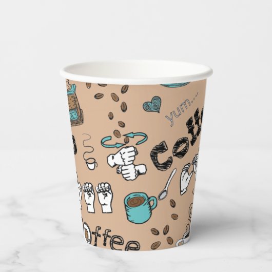 ASL Coffee op papier Papieren Bekers (Achterkant)