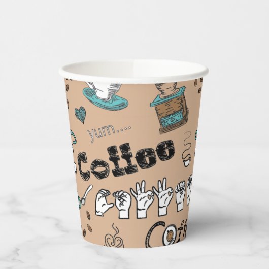 ASL Coffee op papier Papieren Bekers (Links)