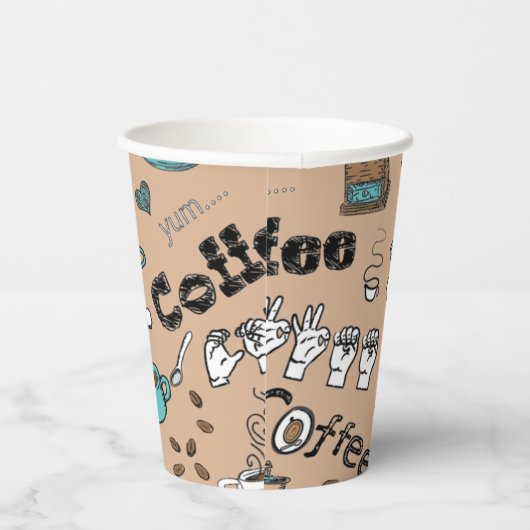 ASL Coffee op papier Papieren Bekers (Rechts)