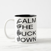 ASL CTFD Calm de F**K omlaag #USAPatriotGraphics Tweekleurige Koffiemok (Links)