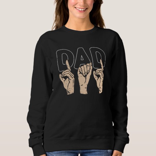ASL Dad Fathers Day American Sign Language Papa Gr Trui (Voorkant)