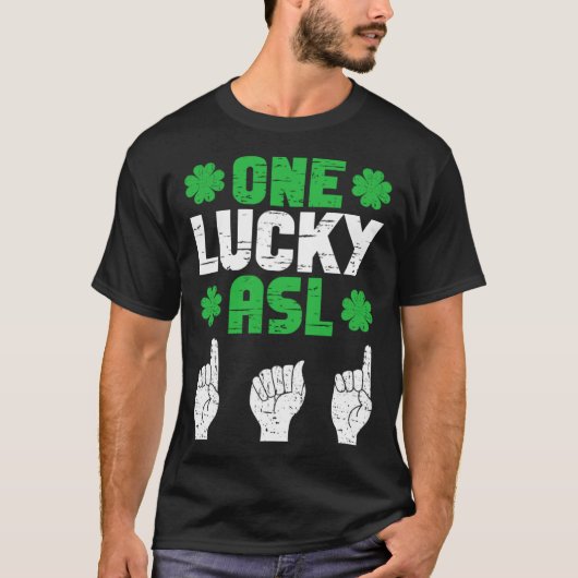 ASL Dad Sign Language Deaf Pride Father St Patrick T-shirt (Voorkant)