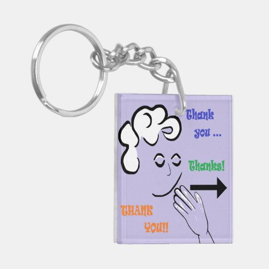 ASL Dank je! Sleutelhanger (Voorkant Links)