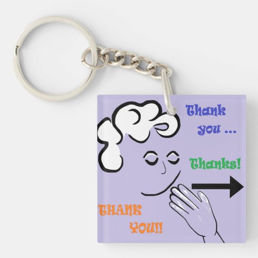 ASL Dank je! Sleutelhanger (Voorkant)