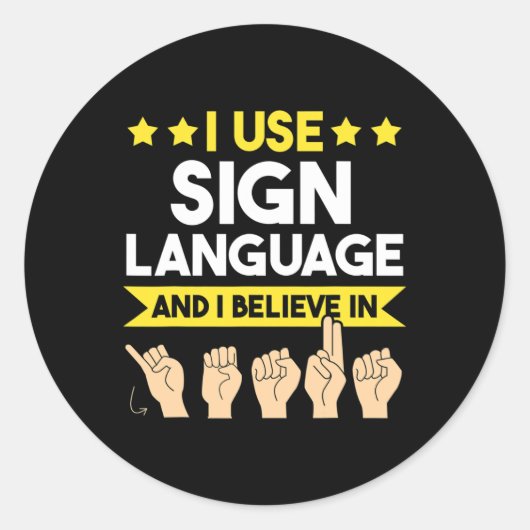 ASL Deaf Awareness en Gebarentaal Ronde Sticker (Voorkant)