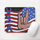 ASL Deaf Sign Language "I Love you USA" Muismat (Met muis)