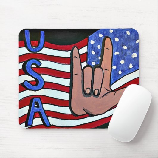 ASL Deaf Sign Language "I Love you USA" Muismat (Met muis)