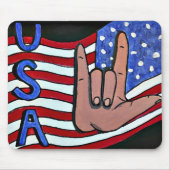 ASL Deaf Sign Language "I Love you USA" Muismat (Voorkant)