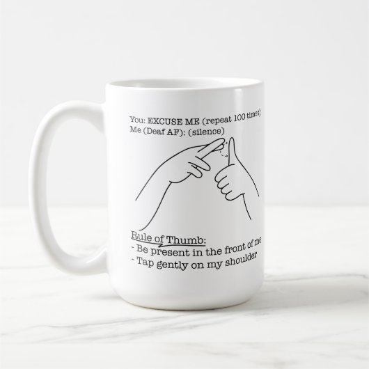 ASL Design - Regel van duim Koffiemok (Links)