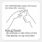 ASL Design - Rule of Thumb Vierkante Sticker (Voorkant)