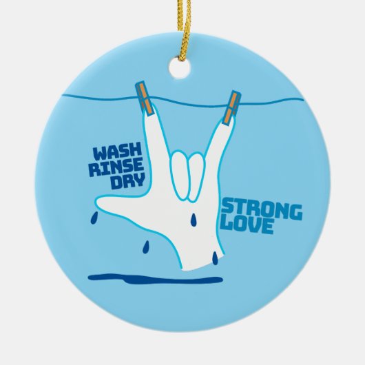 ASL Design - Wash, Rinse, and Dry Love ILY Keramisch Ornament (Voorkant)