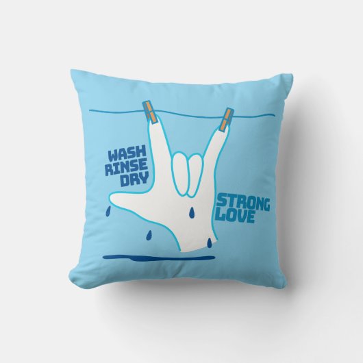 ASL Design - Wash, Rinse, and Dry Love ILY Kussen (Voorkant)