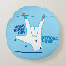 ASL Design - Wash, Rinse, and Dry Love ILY Rond Kussen