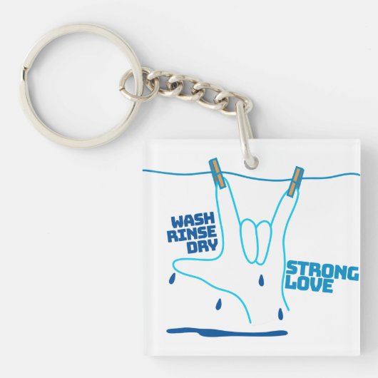 ASL Design - Wash, Rinse, and Dry Love ILY Sleutelhanger (voorkant)