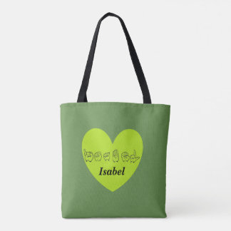 ASL Eigen naam Isabel Fingerspellalfabet Tote Bag