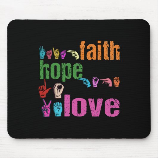 ASL Faith Hope Love American Sign Language Christi Muismat (Voorkant)