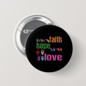 ASL Faith Hope Love American Sign Language Christi Ronde Button 5,7 Cm (Voorkant /achterkant)