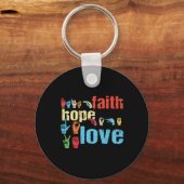 ASL Faith Hope Love American Sign Language Christi Sleutelhanger (Voorkant)