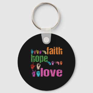 ASL Faith Hope Love American Sign Language Christi Sleutelhanger