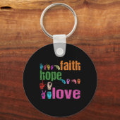 ASL Faith Hope Love American Sign Language Christi Sleutelhanger (Achterkant)