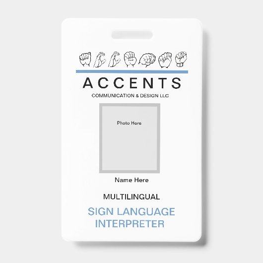 ASL Fingerspeld Professional ID Badge (Voorzijde)