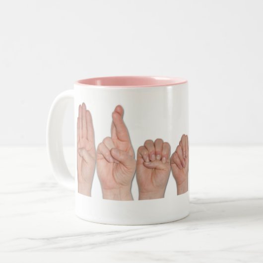 ASL Fingerspelde Name Coffee Mok (Voorkant links)