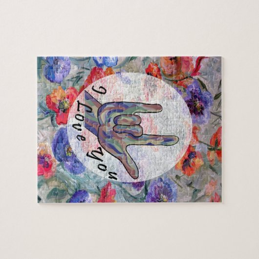 ASL Flowers en ik hou van jou Legpuzzel (Horizontaal)
