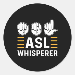Asl fluisteraar. Asl-bewustzijn handgebarentaal Do Ronde Sticker