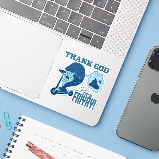 ASL Friday Design - Thank God It’s Friyay!  Sticker (Laptop met iPhone)