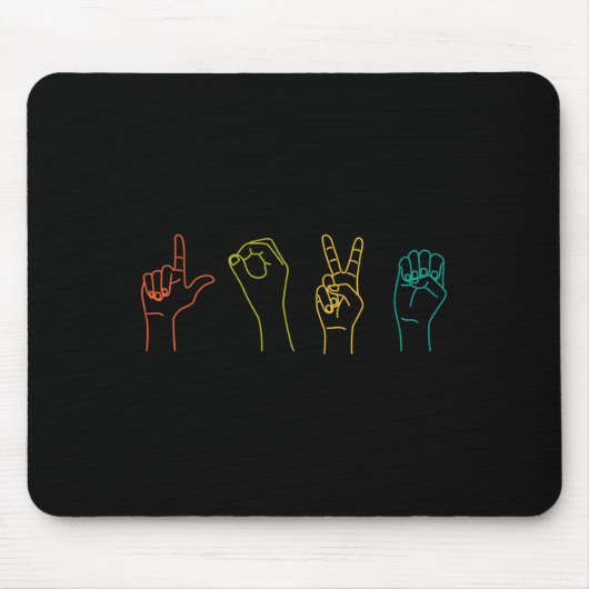 ASL Gebarentaal Alfabet Valentijnsdag Gift Ide Muismat (Voorkant)