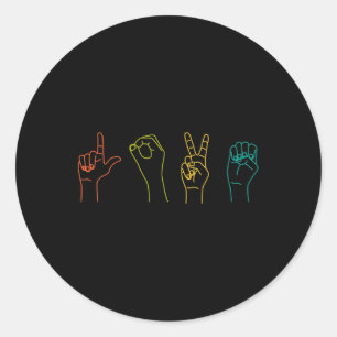 ASL Gebarentaal Alfabet Valentijnsdag Gift Ide Ronde Sticker