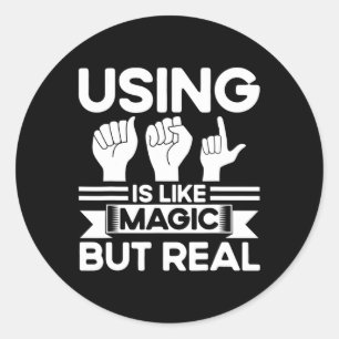 ASL-gebarentaal als magisch maar echt doof Ronde Sticker
