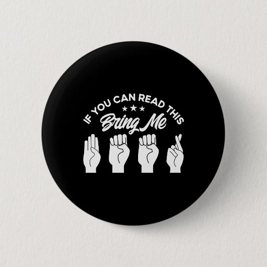 Asl Gebarentaal Breng Me Bier Dove Ronde Button 5,7 Cm (Voorkant)