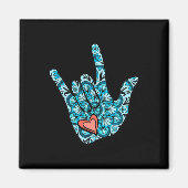 ASL gebarentaal Ik hou van je gebaar Hart Doof Aw Magneet (Voorkant)