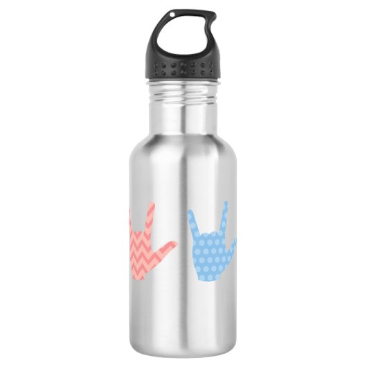 ASL Gebarentaal Ik hou van je met Patterns Design Waterfles (Voorkant)