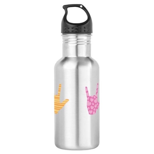 ASL Gebarentaal Ik hou van je met Patterns Design Waterfles (Achterkant)