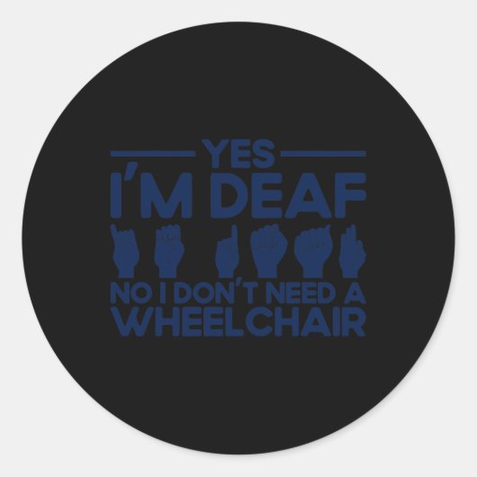 ASL Gebarentaal Ja Ik ben Doof 1 Ronde Sticker (Voorkant)