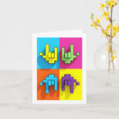 ASL Gebarentaal Pixel Liefde Pop Wenskaart Kaart (Gele Bloem)