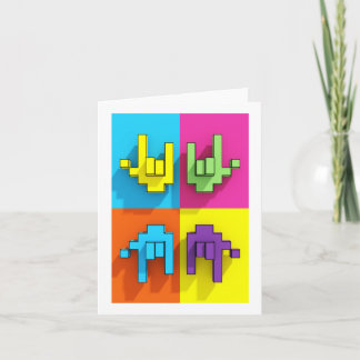ASL Gebarentaal Pixel Liefde Pop Wenskaart Kaart
