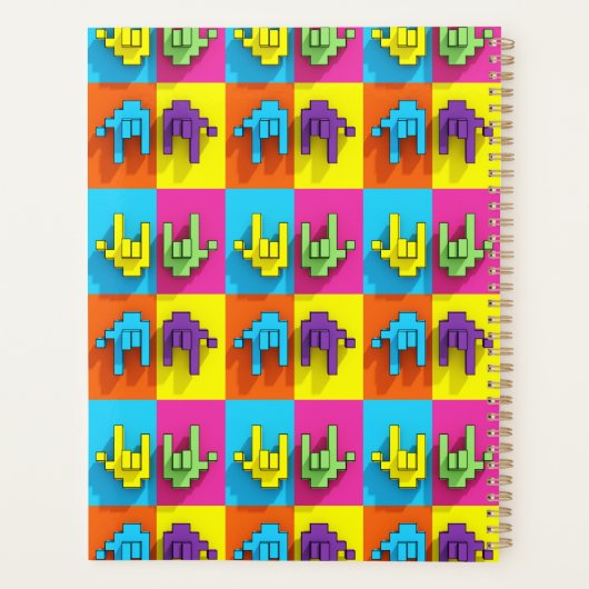 ASL Gebarentaal Pixel Love Pop Planner (Achterkant)