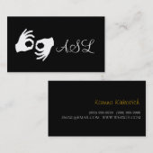 ASL, gebarentaal, vertaler, Visitekaartje (Voorkant / Achterkant)