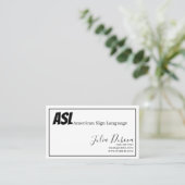 ASL, gebarentaal, vertaler, Visitekaartje (Staand voorkant)