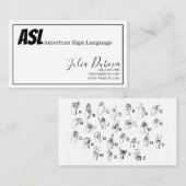ASL, gebarentaal, vertaler, Visitekaartje (Voorkant / Achterkant)
